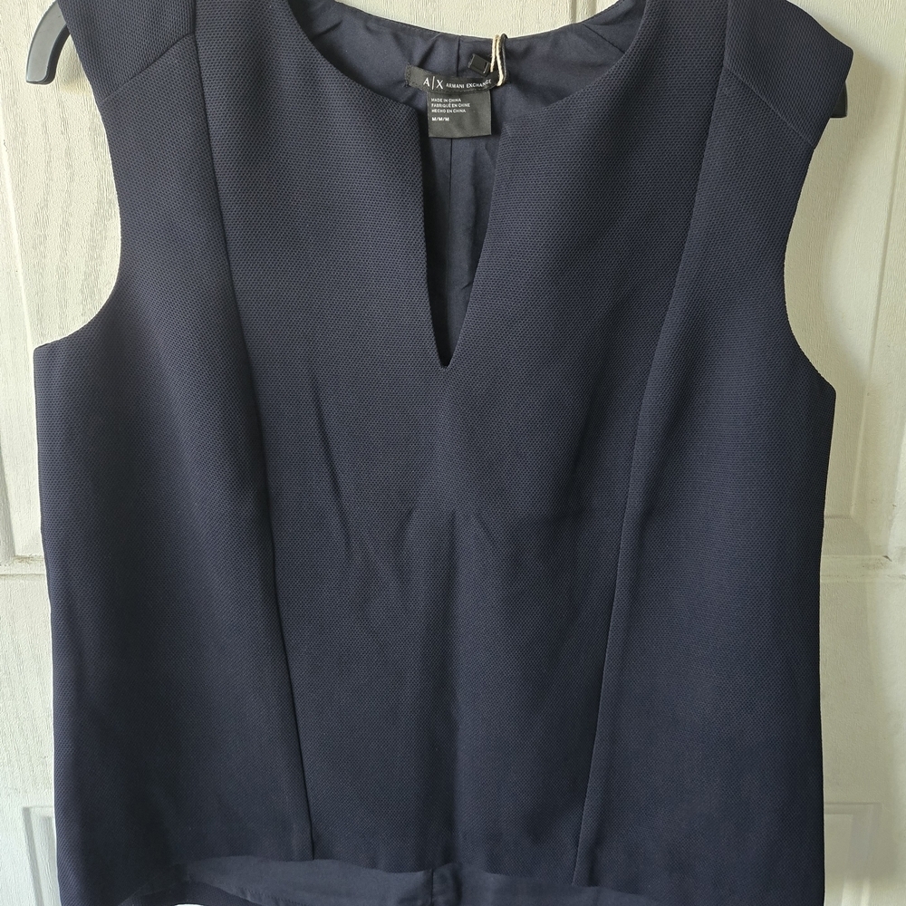 Armani Exchange Navy Sleeveless Blouse - Picture 4 of 5
